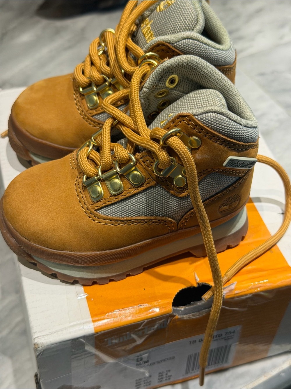 Timberland Kids Wheat/Gray Lace-Up Hiking Boots